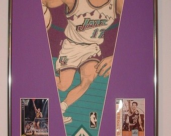 Vintage NBA Utah Jazz John Stockton Pennant & Cards!!!...Custom