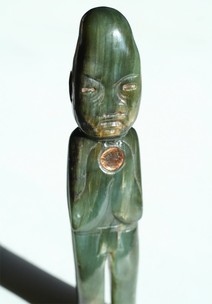 hand carved jade figurine La Venta artifact by EarthandSkyAlchemy