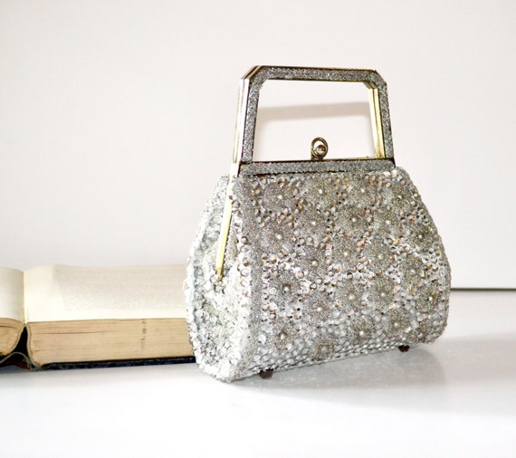 Silver Lining Vintage Beaded Clutch Purse by RamblingVintageGypsy