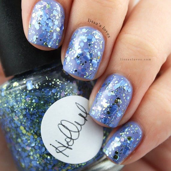 Wink periwinkle blue glitter nail polish by HollishNails on Etsy