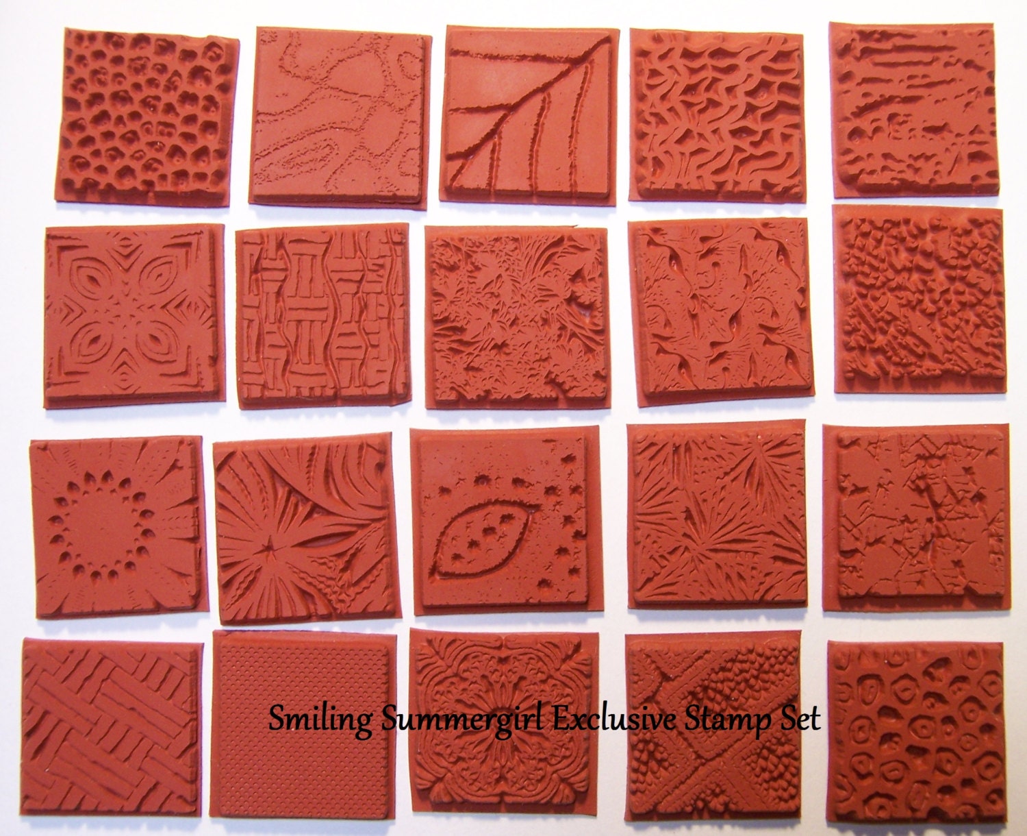 20 Assorted Deep Etched Texture Rubber Art Stamps Flexible