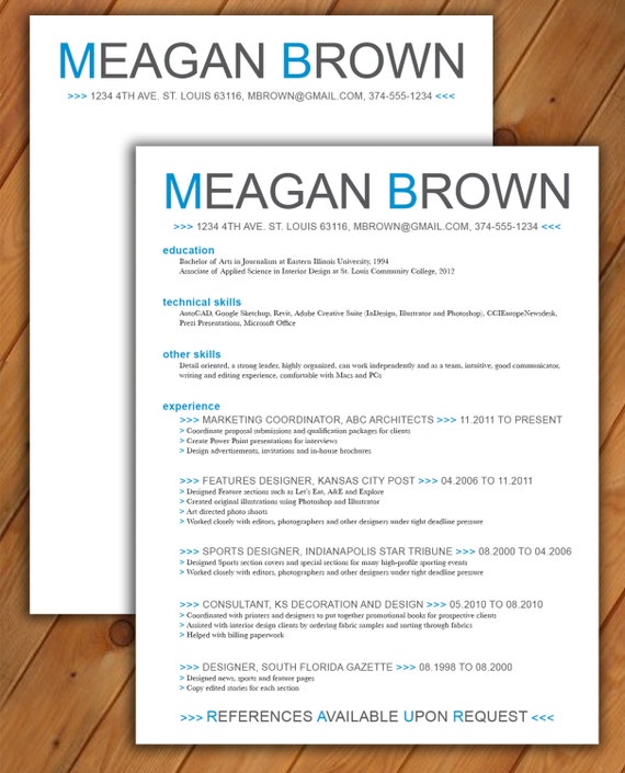 Custom resume and cover letter template - Color arrows