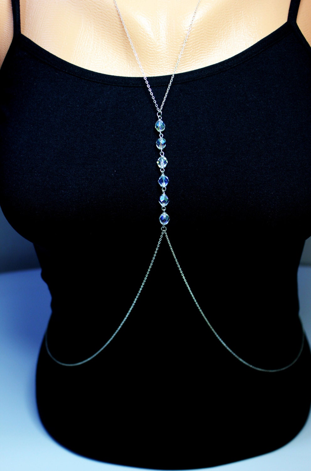 CRYSTAL Silver Body Chain Body Jewelry Beach Jewelry