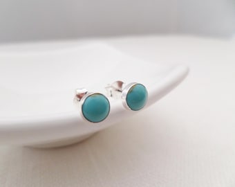 Tiny Sterling Silver and Turquoise earrings...dainty, simple and fun