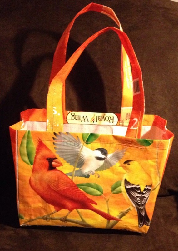 repurposed bird seed bag recycled into tote bag cardinal repurposed bird seed bag recycled into tote bag cardinal