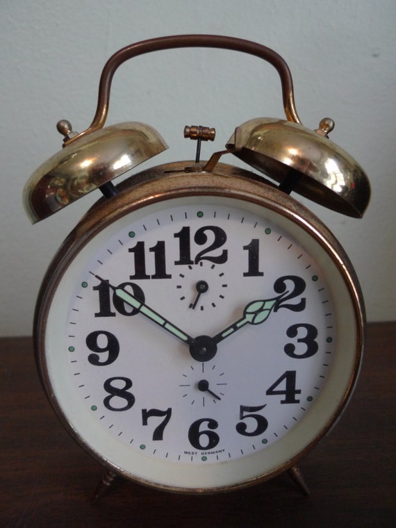 Vintage Gold German Alarm Clock by Throwaways on Etsy