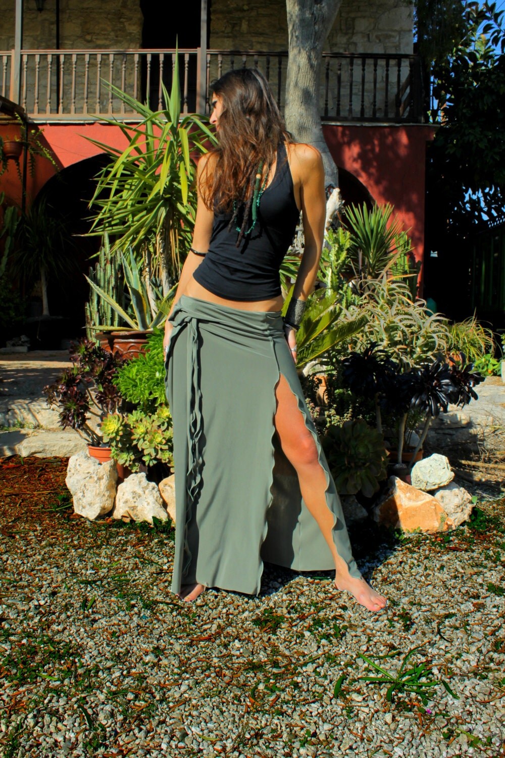 boho maxi skirt with slit