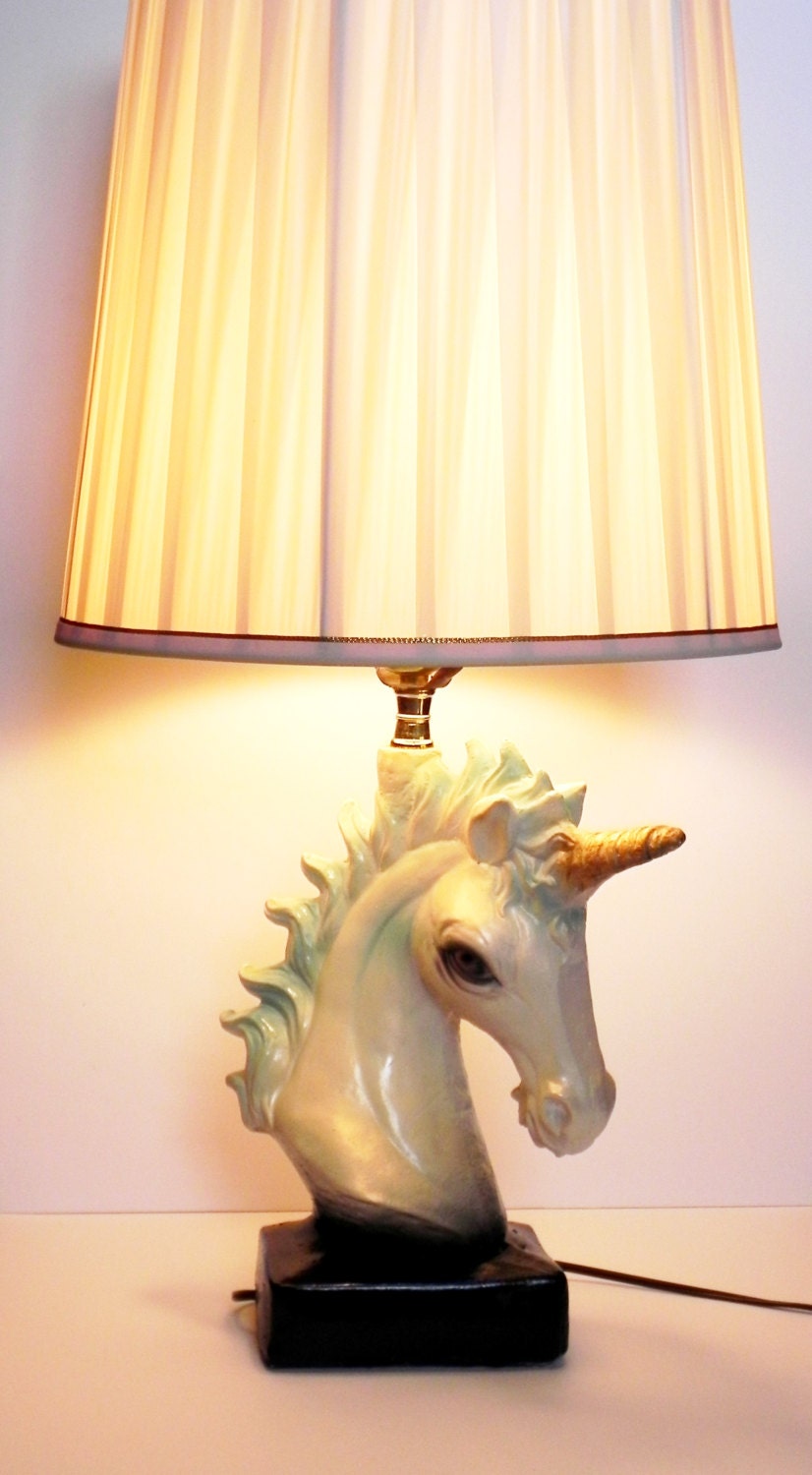 Unicorn Table Lamp. Painted Unicorn Head Electric Vintage