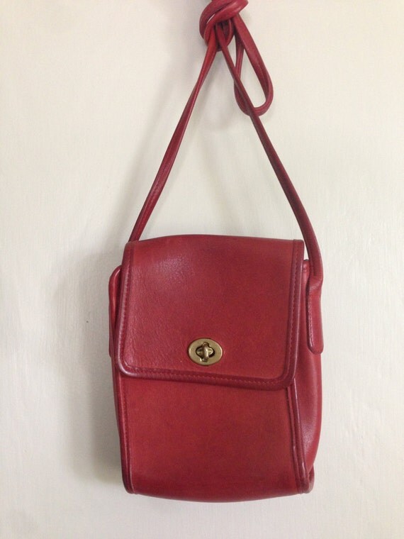 Vintage Coach Red Leather Purse late 80s by LilacCityVintage