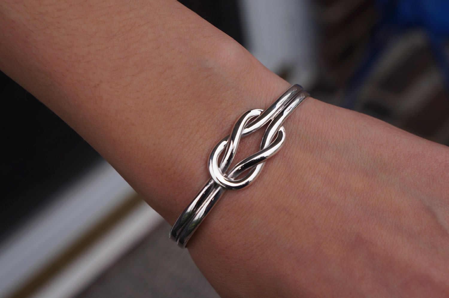 Sterling Silver Love Knot Cuff Bangle Bracelet Loveknot