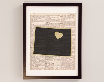 University of Colorado Dictionary Art Print - Boulder Colorado Art, Print on Vintage Dictionary Paper - I Heart Boulder - Colorado Buffaloes