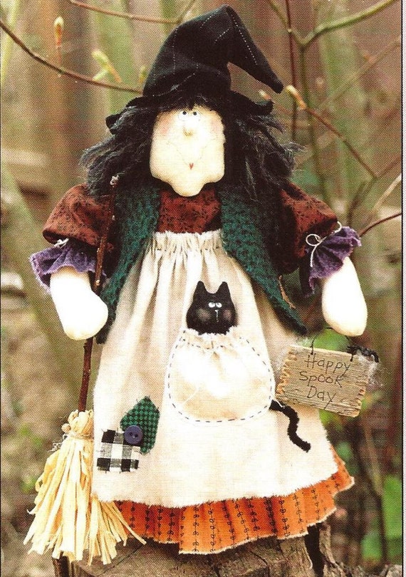 Medora Witch Fabric Doll Pattern 12 inch tall