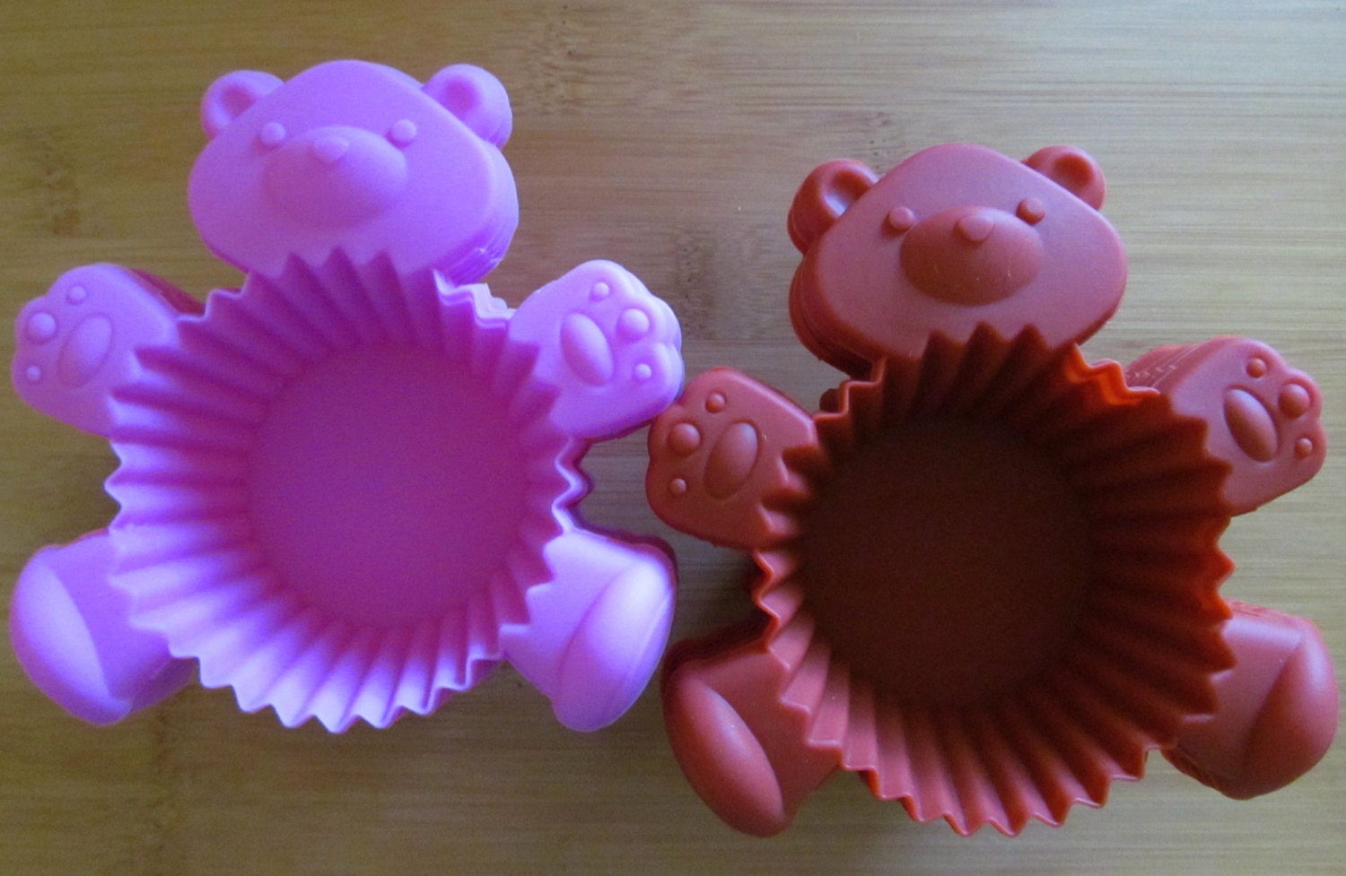 12 Teddy Bear Silicone Cupcake Liners Reusable Egg Tart Muffin