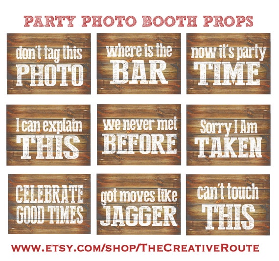 Party Photo Booth Props Printable 9 Large Funny DIY