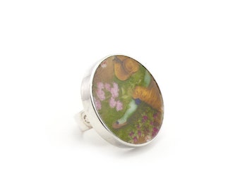 Porcelain Ring, Antique Broken China Jewelry, Japanese Dish Ring