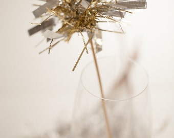Tinsel Drink Stirrer for Holiday, Christmas, New Year's Eve, Weddings, Party, Signature Drink, Cocktail Decor, Bar Decor, Drink Decoration