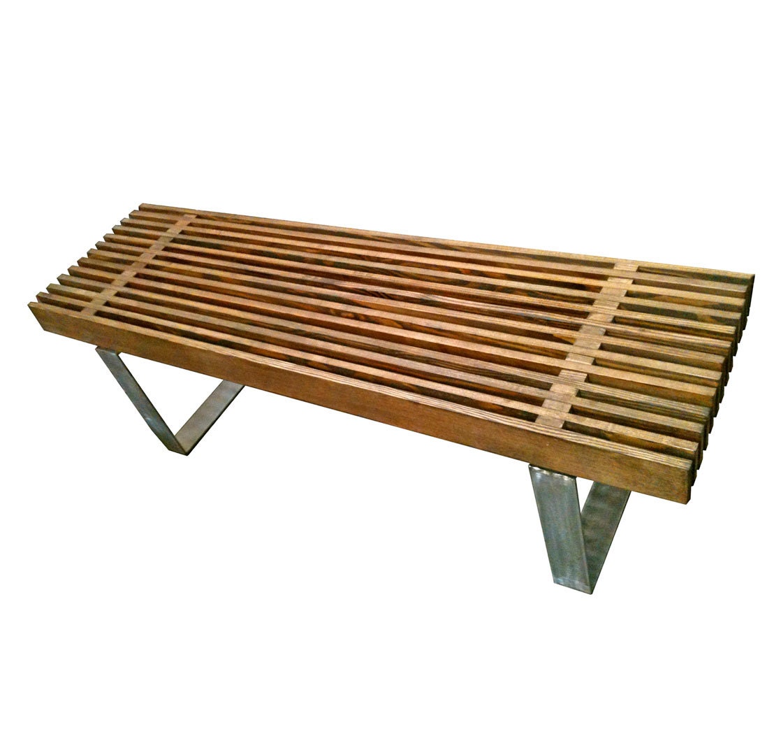 Modern Slat Bench Eames Era Inspired Coffee Table By Mc