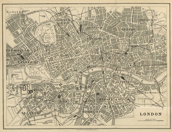 London map 19th century scanned version of an old original