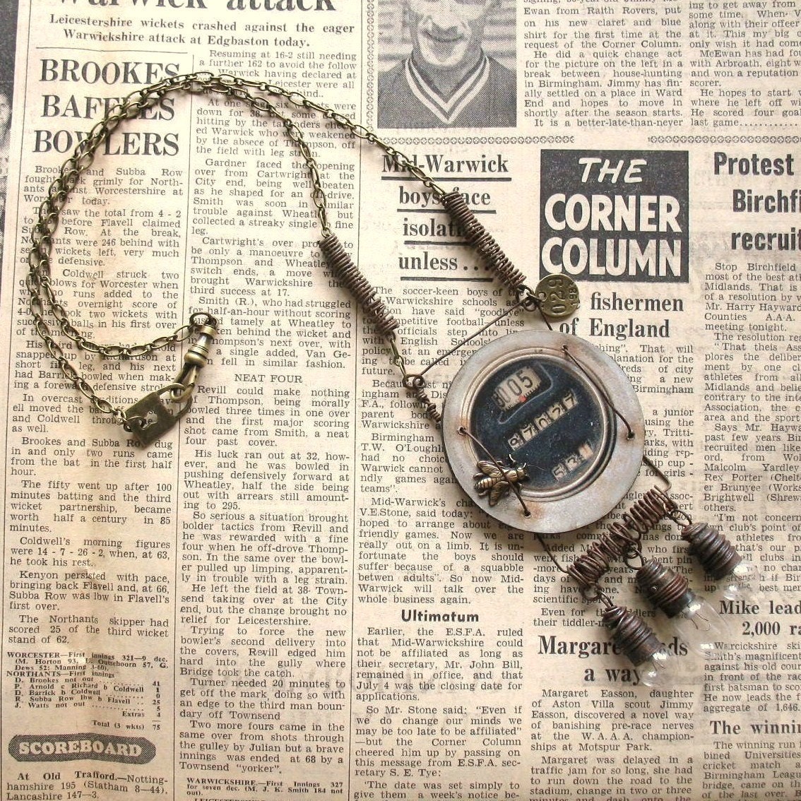 Gauge Necklace Handmade Assemblage Steampunk Industrial