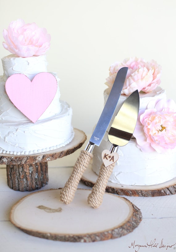 Personalized Rustic Wedding Cake Knife Serving Set (Item Number 140343)NEW ITEM by braggingbags