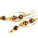 RESERVED LISTING Red Garnet Gold Dangle Earrings, Dark Cranberry Red Dainty Gemstone Earrings