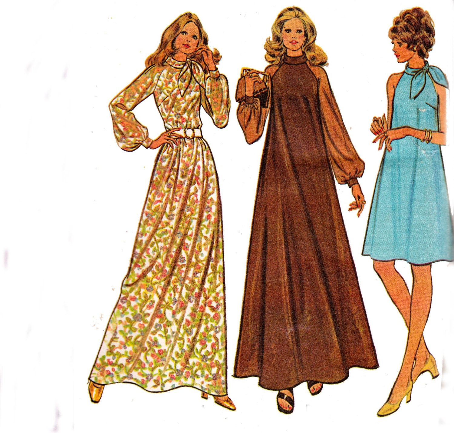 RESERVED 1970s High Neck Maxi Tent Dress by allthepreciousthings