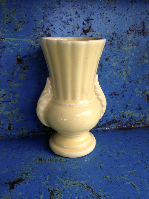 Vintage Yellow Vase Vintage Pottery USA by VintageJunkInMyTrunk