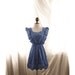 Egyptian Cotton Greek Navy Blue Embroidered Crochet Spring Elven Bohemian Gypsy Morrocan Draw String Long Tunic Off Shoulder Skater Dress