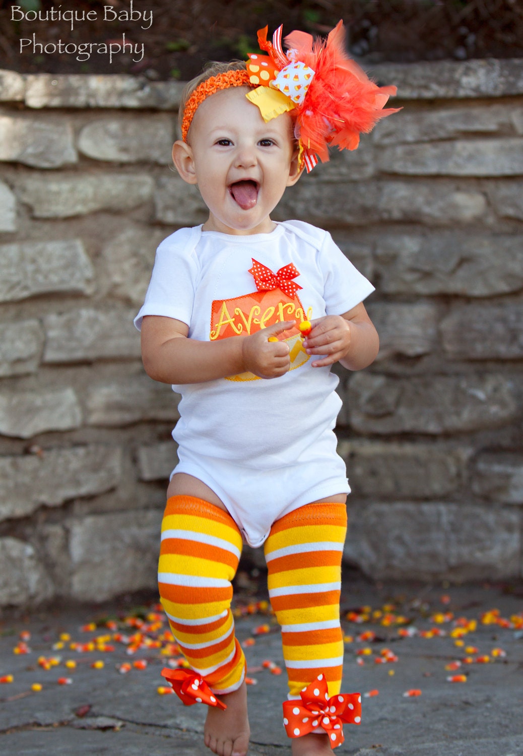 Baby Girl Halloween Outfit Candy Corn Sweetie bodysuit