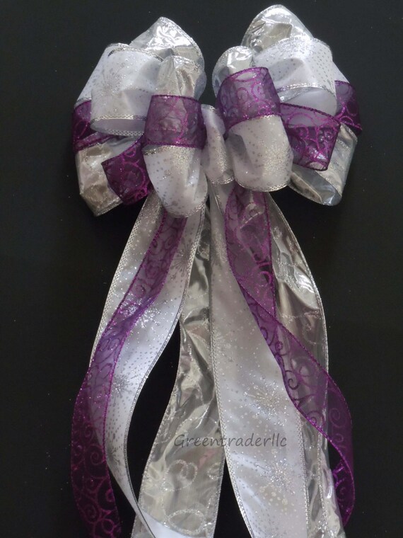 items similar to silver purple christmas wreath bow purple items similar to silver purple christmas wreath bow purple
