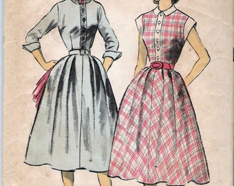 Vintage 1952 Advance 6002 Sew-Easy Teen-Age Fashion One-Piece Dress Sewing Pattern Size 12 Bust 30"