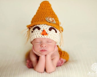 Baby Boy Scarecrow Hat CUTE Fall HALLOWEEN Newborn Baby Boy Crochet knit Scare Crow Hat FREE Shipping