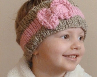 KNITTING PATTERN The Bo Peep Headband, Toddler Knit Ear Warmer Pattern, Bow H...