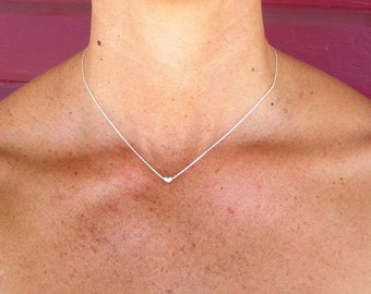 Tiny Sterling Silver Heart Necklace, Heart Necklace, Silver Heart Necklace, Heart Bead, Sterling Silver