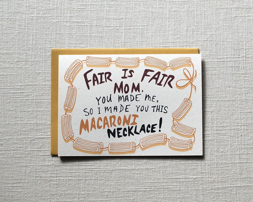funny mothers day card macaroni necklace mom birthday card