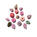Flower Leaf polymer clay buttons - multicolored Set of 16 - purple pink green - mini buttons DIY supply, polymer clay cannes - boutons fimo