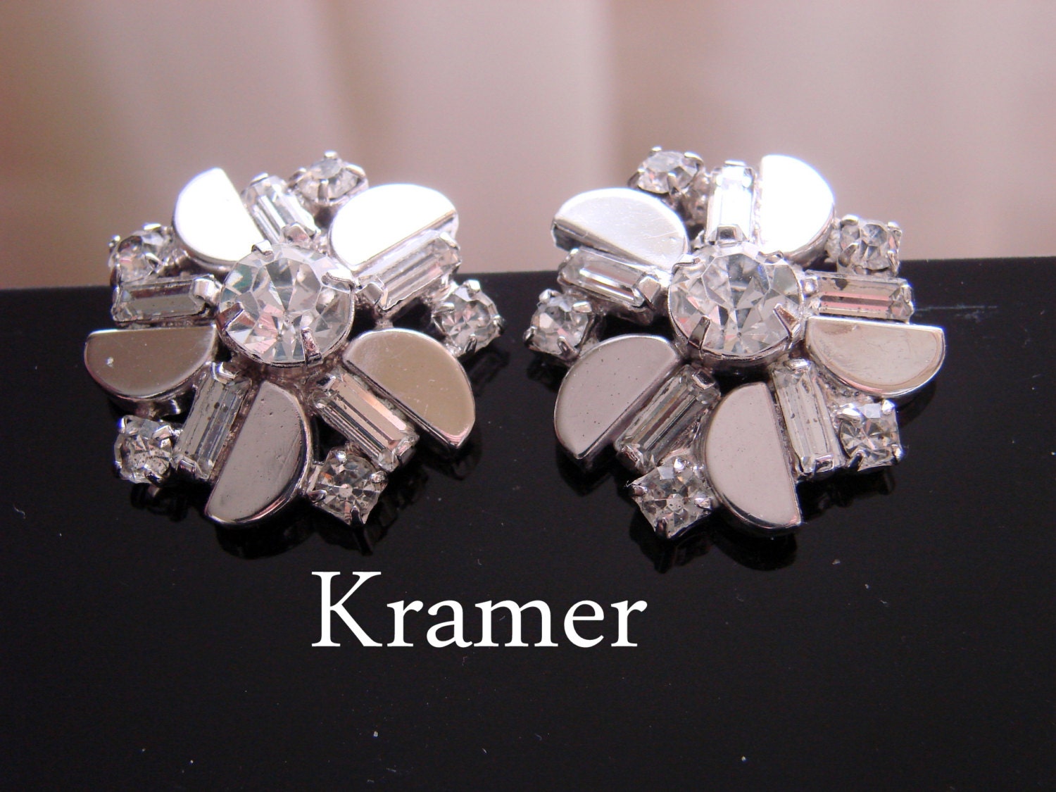vintage kramer rhinestone earrings