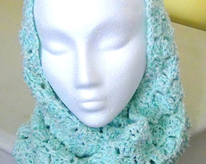 Infinity Scarf Soft Mint Green - Crocheted Cowl - Women's Snood - OOAK