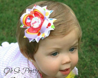 Birthday Hair Bow - 1st 2nd 3rd 4th 5th Birthday Hair Bow - Polka Dot Hair Bow - Lavender Yellow Pink Hair Bow - YOU PICK BOTTLECAP