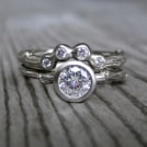 Diamond Twig Engagement and Wedding Ring Set - Yellow, White, or Rose Gold - VS1/G .50ct Diamond