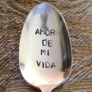 Recycled Vintage Silverware Stamped Teaspoon,  Amor De Mi Vida