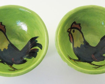 Little Chicken dipping bowls, sushi, salt and pepper, mini, serving, pottery, ceramic, rooster