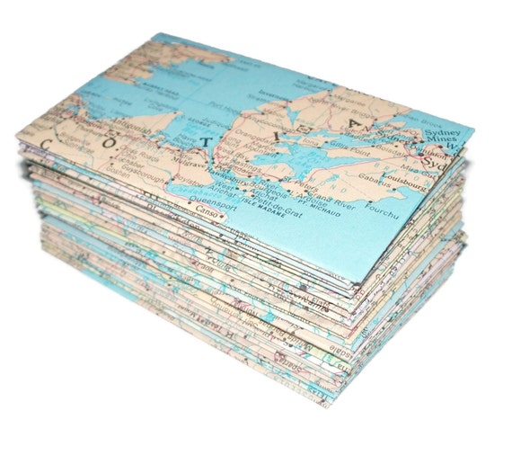 Maps 48 Mini Business Card Size Recycled Envelopes By Crye On Etsy