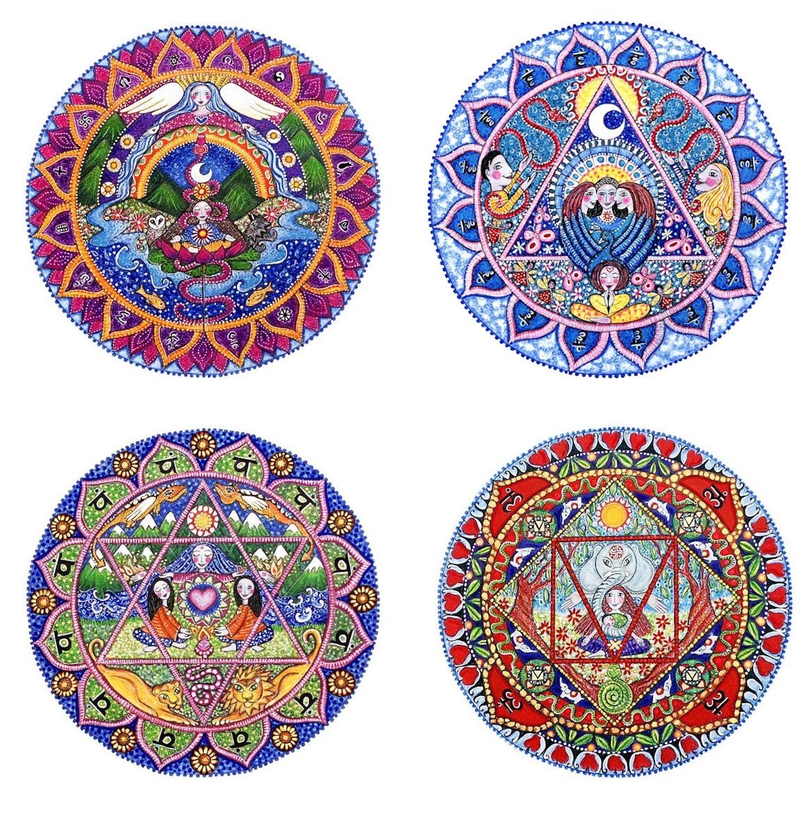 Set Of 7 Chakra Mandala Art Prints Seven Chakras Meditation