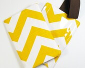Passport Cover & Luggage Tag Set - Yellow and White Chevron