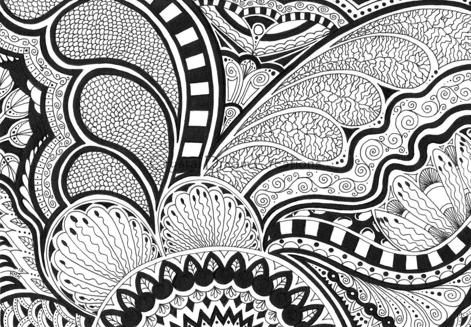 Original Abstract Black & White Drawing