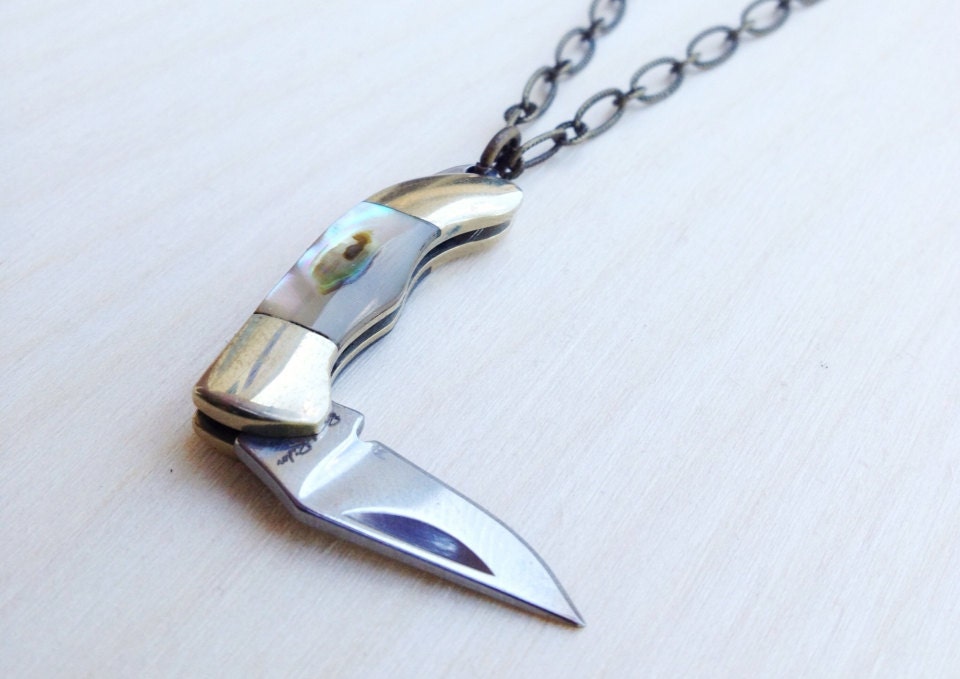 Tiny Pocket Knife Pendant Necklace