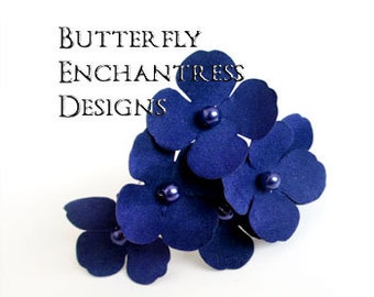 Something Blue, Royal Blue Hair Flowers, Beach Wedding Hair Accessories - 6 Dk Cobalt Blue Adora Hydrangea Hair Pins