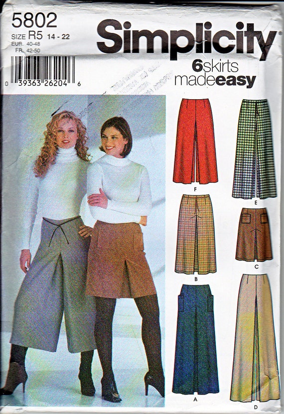 Simplicity 5802 Six Womens Skirt & Split Skirt In 3 Lengths