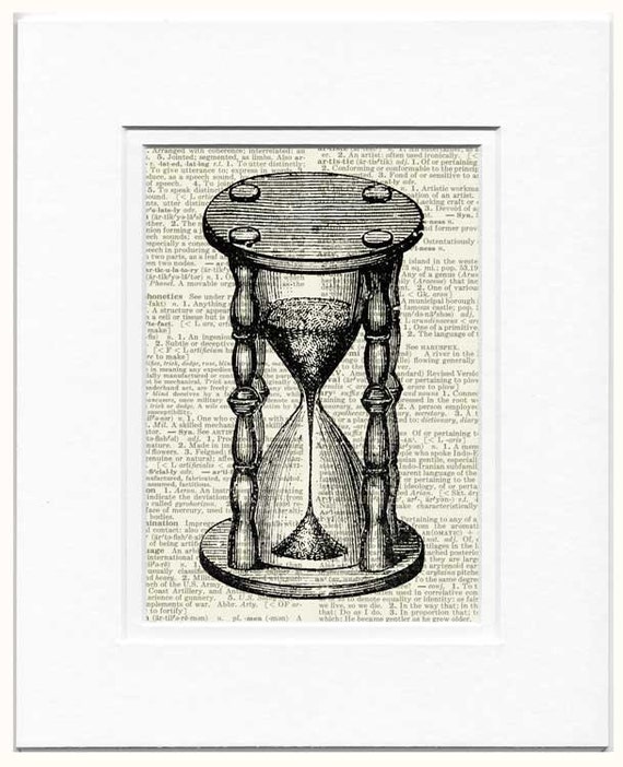 vintage hourglass artwork printed on page from old by FauxKiss